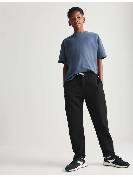Marks & Spencer Свободни chino панталони с висок дял памук и еластична талия (6-16 години) Marks & Spencer черна
