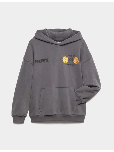 Marks & Spencer Суитшърт от чист памук с качулка и графичен мотив Fortnite™ (6–16 години) Marks & Spencer сива