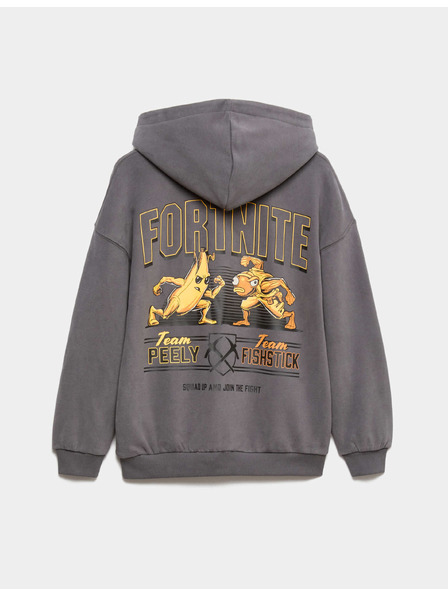 Marks & Spencer Суитшърт от чист памук с качулка и графичен мотив Fortnite™ (6–16 години) Marks & Spencer сива