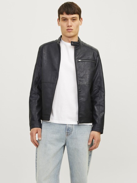 Jack & Jones JJEDYLAN черна мъжка кожена яке