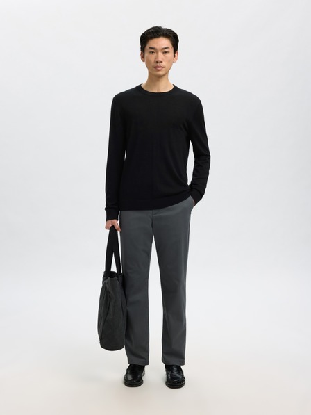 SELECTED Мъжки merino пуловер черен