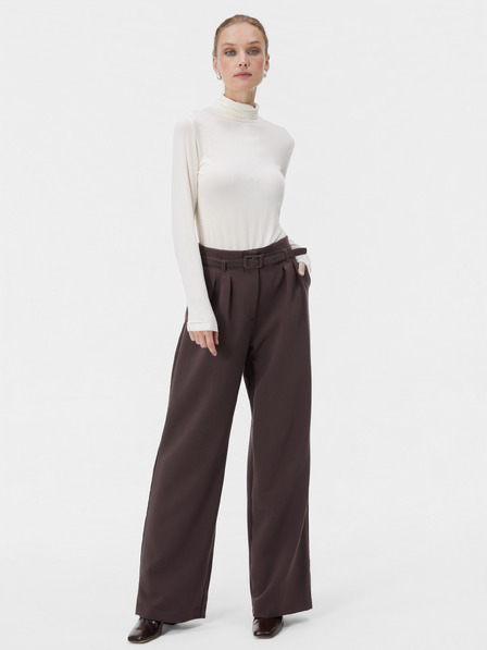 Orsay Тъмнокафяв дамски широк панталон с висока талия ORSAY