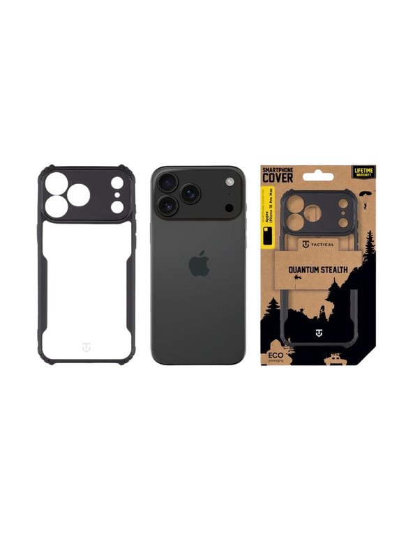 Tactical Tactical Quantum Stealth Защитен калъф за Apple iPhone 18 Pro Max Clear/Black