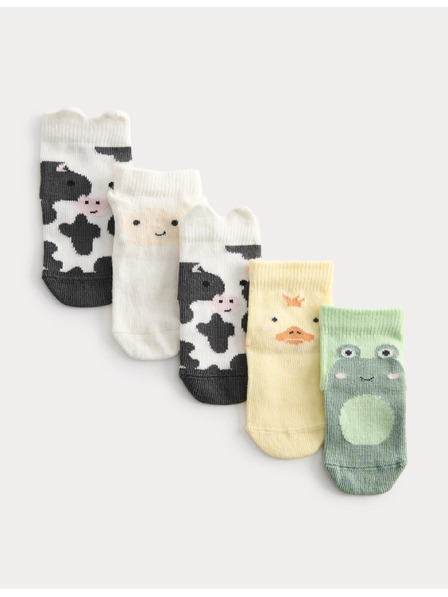 Marks & Spencer 5 чифта чорапи с висок процент памук и животински мотив Marks & Spencer многоцветна