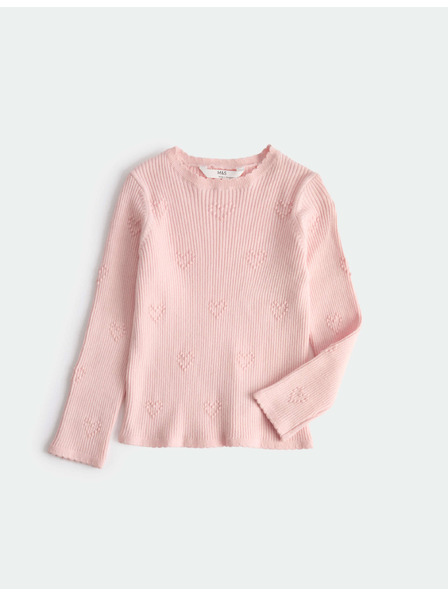 Marks & Spencer Плетен топ с текстура сърце (2–10 години) Marks & Spencer розова