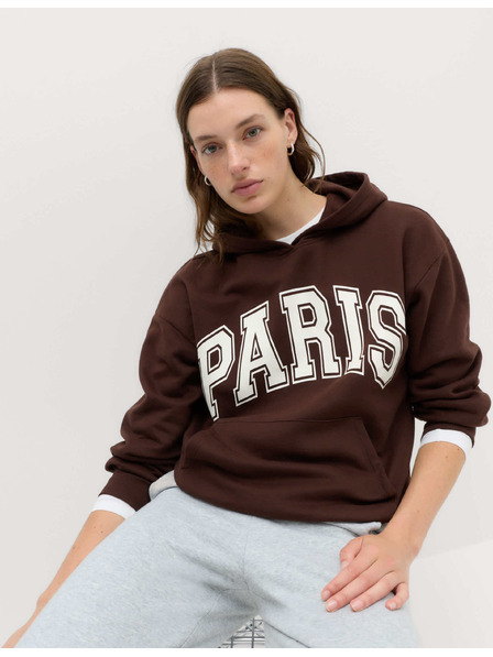 Marks & Spencer Графичен суитшърт с качулка и висок процент памук Marks & Spencer кафяв